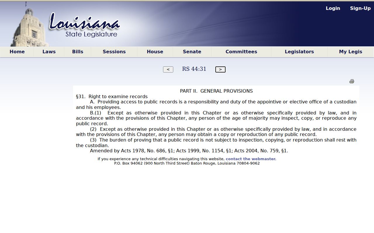 Louisiana right to inspect and copy public records