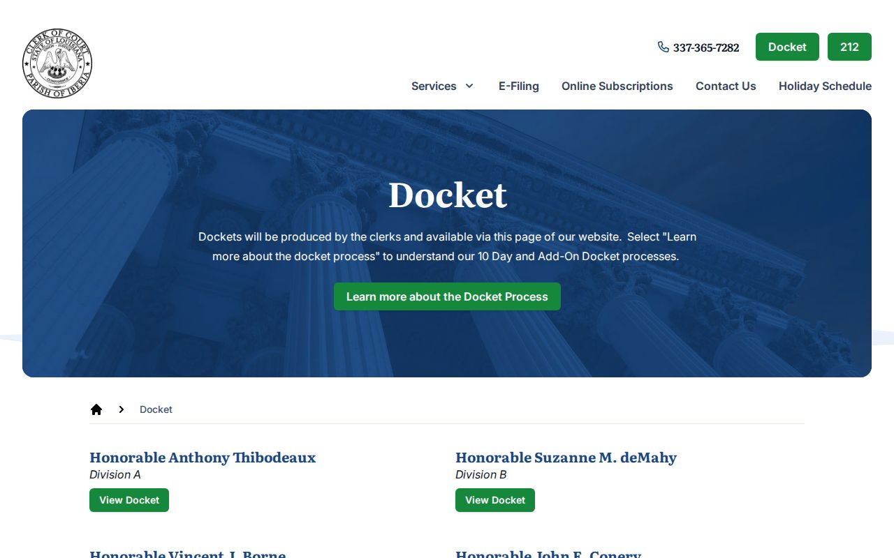 Iberia Parish criminal court case current 16th JDC dockets