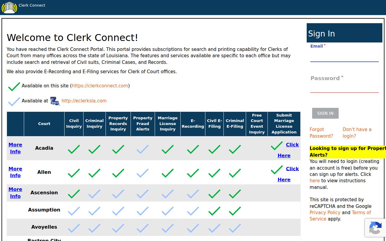 Iberia Parish criminal court case search on ClerkConnect