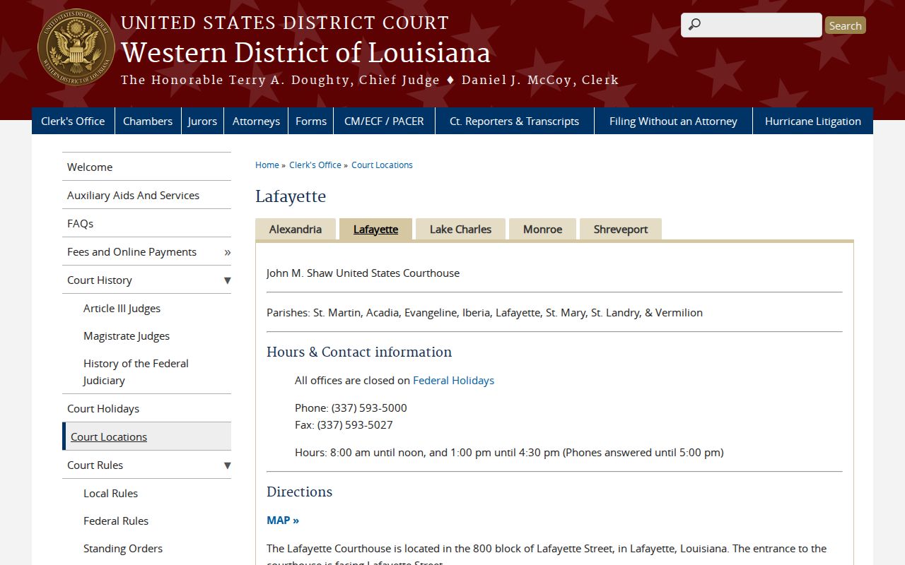 Western District of Louisiana Lafayette federal courthouse