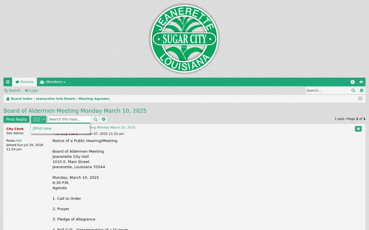 Jeanerette public meeting material on law enforcement reporting