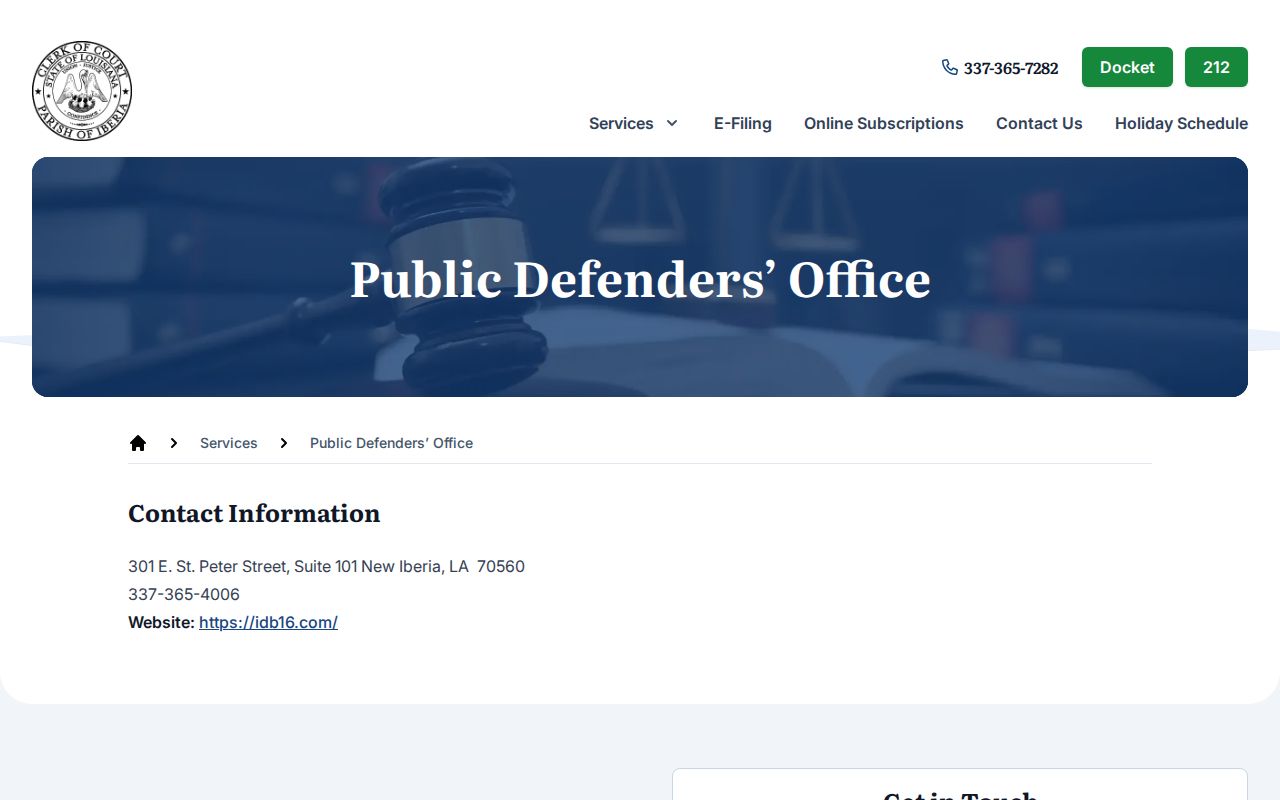 Official 16th Judicial District Public Defender contact route