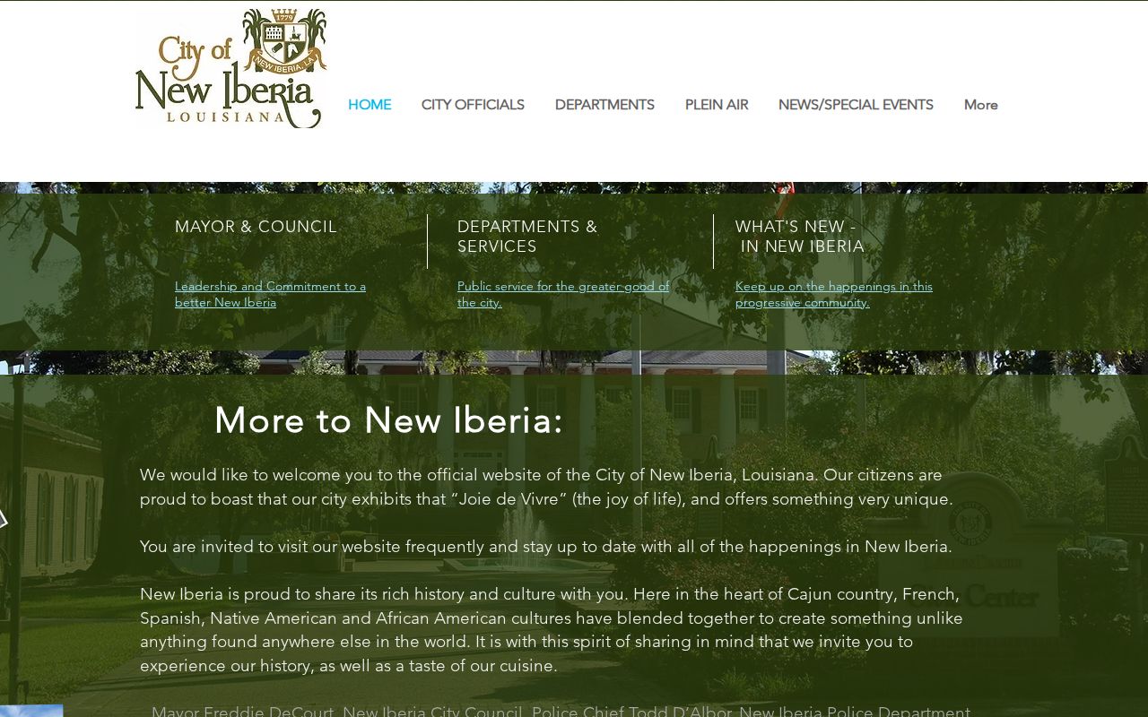 City of New Iberia official website and contact information